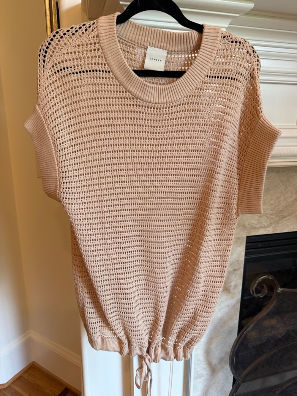 Varley tan Open-Knit Drawstring Tank
